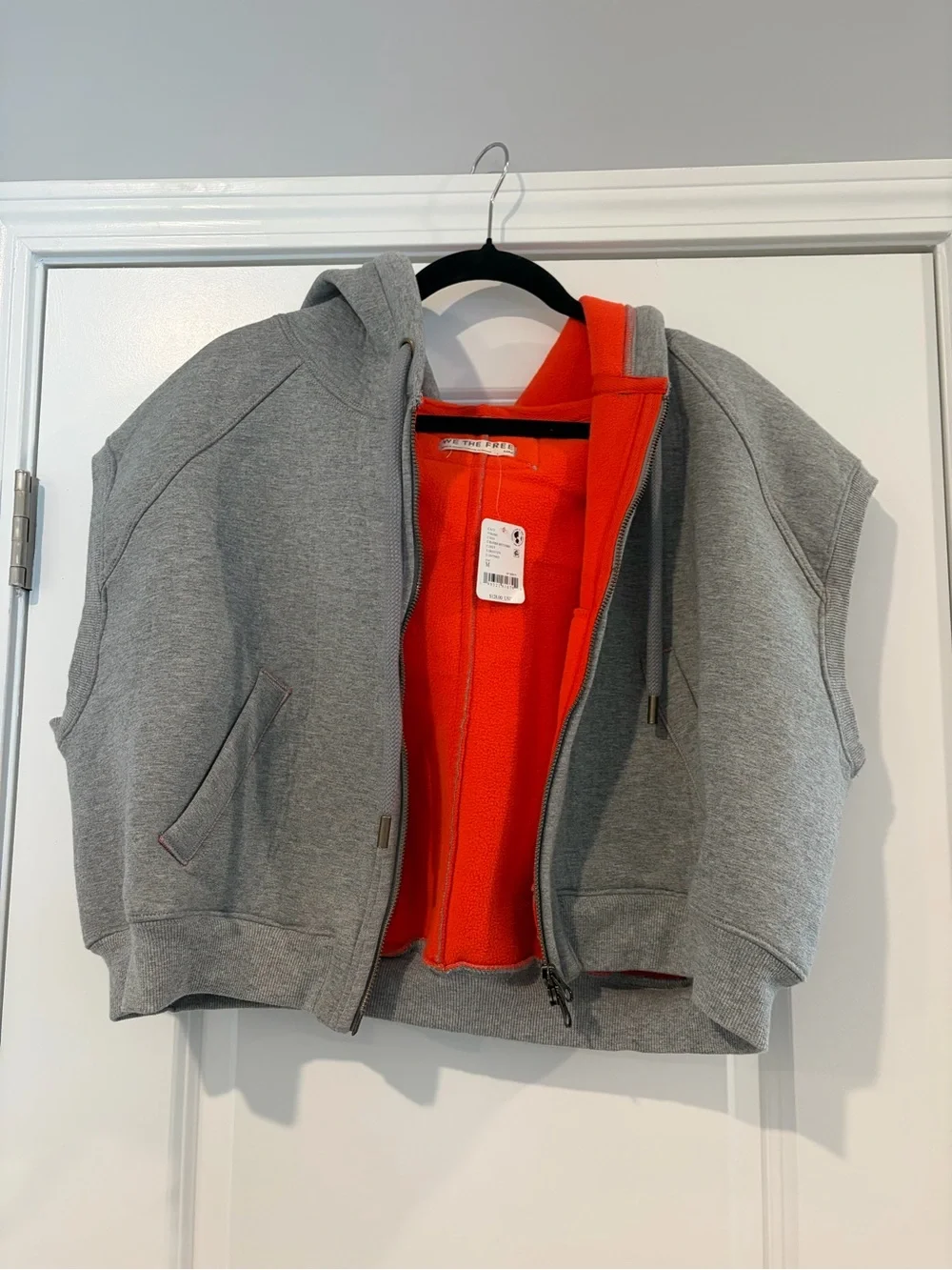 We The Free Grey Hoodie Jacket with Bright Orange Lining